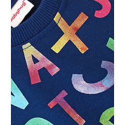 Babyhug Cotton Knit Full Sleeves Sweatshirt With Alphabets Print - Navy Blue