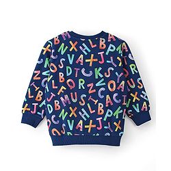 Babyhug Cotton Knit Full Sleeves Sweatshirt With Alphabets Print - Navy Blue