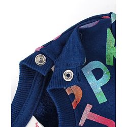 Babyhug Cotton Knit Full Sleeves Sweatshirt With Alphabets Print - Navy Blue