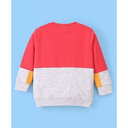 Babyhug Cotton Knit Full Sleeves Cut & Sew with Text Graphics Sweatshirt  - Red & Grey