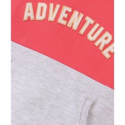 Babyhug Cotton Knit Full Sleeves Cut & Sew with Text Graphics Sweatshirt  - Red & Grey