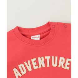 Babyhug Cotton Knit Full Sleeves Cut & Sew with Text Graphics Sweatshirt  - Red & Grey