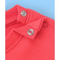 Babyhug Cotton Knit Full Sleeves Cut & Sew with Text Graphics Sweatshirt  - Red & Grey
