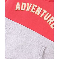 Babyhug Cotton Knit Full Sleeves Cut & Sew with Text Graphics Sweatshirt  - Red & Grey