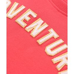 Babyhug Cotton Knit Full Sleeves Cut & Sew with Text Graphics Sweatshirt  - Red & Grey
