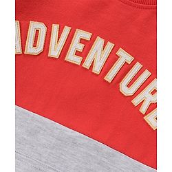 Babyhug Cotton Knit Full Sleeves Cut & Sew with Text Graphics Sweatshirt  - Red & Grey