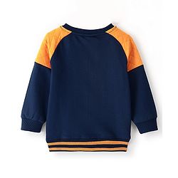 Babyhug Cotton Knit Full Sleeves Sweatshirt With Kitty Graphics & Quilting Detailing - Navy Blue