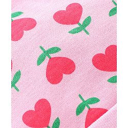 Babyhug 100% Cotton Knit Floral Printed Cap Mittens & Booties Set Pink - Diameter 9 cm