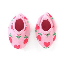 Babyhug 100% Cotton Knit Floral Printed Cap Mittens & Booties Set Pink - Diameter 9 cm