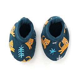 Babyhug 100% Cotton Knit Leopard Printed Cap Mittens & Booties Set - Green