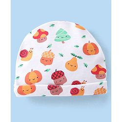 Babyhug 100% Cotton Cap with Fruits Printed - White