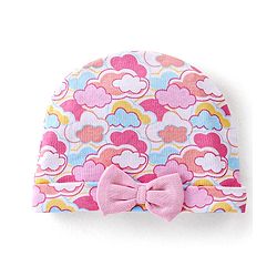 Babyhug 100% Cotton Cap with Clouds Printed - Pink