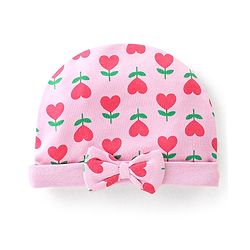 Babyhug 100% Cotton Cap with Heart Printed - Pink