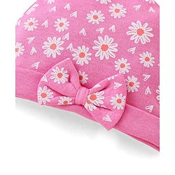 Babyhug 100% Cotton Floral Printed Cap Pink -Diameter 11 cm