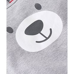 Babyhug Cotton Knit Full Sleeves Footed Sleepsuit Bear Printed - Grey