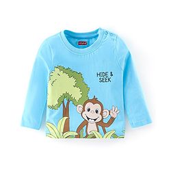 Babyhug Cotton Knit Full Sleeves Nightwear Monkey Print - Green