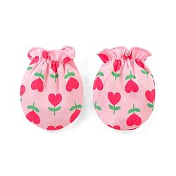 Babyhug 100% Cotton Knit Floral Printed Mittens & Booties Set - Pink