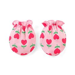 Babyhug 100% Cotton Knit Floral Printed Mittens & Booties Set - Pink