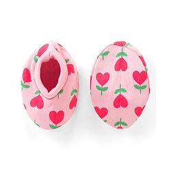 Babyhug 100% Cotton Knit Floral Printed Mittens & Booties Set - Pink