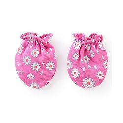 Babyhug 100% Cotton Mittens & Booties Floral Print - Pink