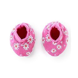 Babyhug 100% Cotton Mittens & Booties Floral Print - Pink