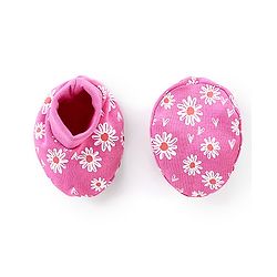 Babyhug 100% Cotton Mittens & Booties Floral Print - Pink