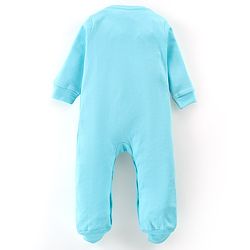Babyhug Cotton Single Jersey Knit Full Sleeves Sleepsuit With Kitty Print - Blue