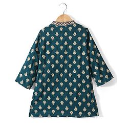Babyhug Rayon Full Sleeves Kurta & Dhoti Set Foil Printed - Green