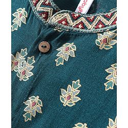 Babyhug Rayon Full Sleeves Kurta & Dhoti Set Foil Printed - Green
