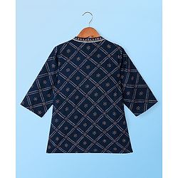 Babyhug 100% Cotton Full Sleeves Kurta & Pyjama Set Bandhani Print- Indigo