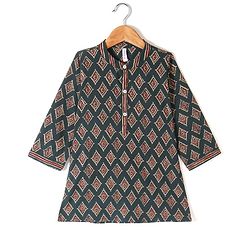 Babyhug 100% Cambric Full Sleeve Printed Kurta With Dhoti Set - Green