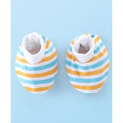 Babyhug 100% Cotton Knit Monkey Print Cap Mittens & Booties - Multicolour
