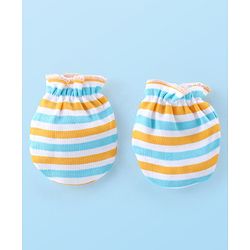 Babyhug 100% Cotton Knit Monkey Print Cap Mittens & Booties - Multicolour