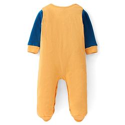 Babyhug Cotton Knit Full Sleeves Footed Sleep Suit Bear Print - Yellow
