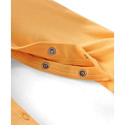 Babyhug Cotton Knit Full Sleeves Footed Sleep Suit Bear Print - Yellow