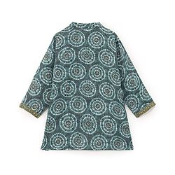 Babyhug 100% Cotton Knit Full Sleeves Printed Kurta & Dhoti Set -  Teal Blue