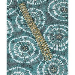 Babyhug 100% Cotton Knit Full Sleeves Printed Kurta & Dhoti Set -  Teal Blue
