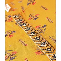 Babyhug 100% Cotton Woven Full Sleeves Floral Printed Kurta Dhoti Set - Mustard