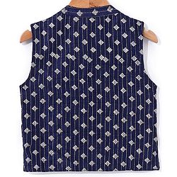 Babyhug Cotton Woven Full Sleeves Kurta & Pajama Set with Jacket Argyle Print - Maroon & Blue