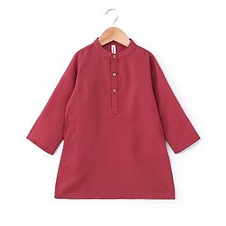 Babyhug Cotton Woven Full Sleeves Kurta & Pajama Set with Jacket Argyle Print - Maroon & Blue