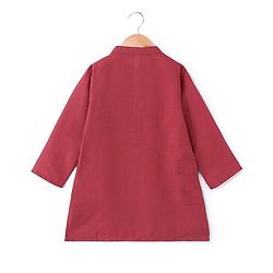 Babyhug Cotton Woven Full Sleeves Kurta & Pajama Set with Jacket Argyle Print - Maroon & Blue