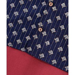 Babyhug Cotton Woven Full Sleeves Kurta & Pajama Set with Jacket Argyle Print - Maroon & Blue
