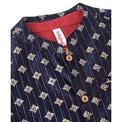 Babyhug Cotton Woven Full Sleeves Kurta & Pajama Set with Jacket Argyle Print - Maroon & Blue