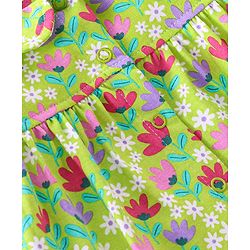 Babyhug Cotton Knit Single Jersey Full Sleeves Night Suit With Floral Print - Green