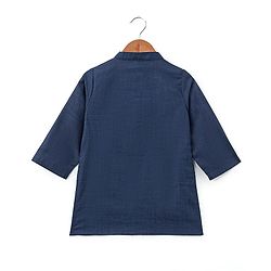 Babyhug 100% Cotton Woven Full Sleeves Solid Colour  Kurta Pyjama Set with Printed Jacket - Blue