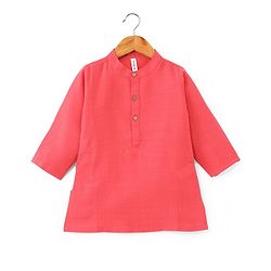 Babyhug 100% Cotton Knit Full Sleeves Kurta Pyjama Set with Printed Jacket - Peach