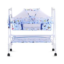 Babyhug Cozy Cloud Baby Cradle with Mosquito Net & Storage Basket - Blue