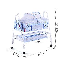 Babyhug Cozy Cloud Baby Cradle with Mosquito Net & Storage Basket - Blue