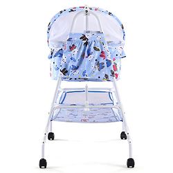 Babyhug Cozy Cloud Baby Cradle with Mosquito Net & Storage Basket - Blue
