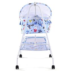 Babyhug Cozy Cloud Baby Cradle with Mosquito Net & Storage Basket - Blue